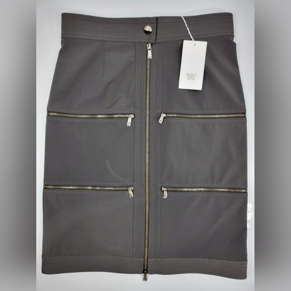 NEW WORTH Beluga Techno Twill Skin Peekaboo Skirt Women's Sz 6 Animal Print $198 - Picture 1 of 11